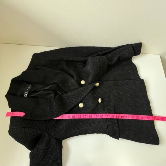 Zara Black Tweed Double-Breasted Blazer - Picture 10 of 12